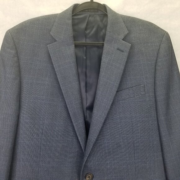 LRL Ralph Lauren Men's Sport Coat Blazer Size 42L Blue Grey Windowpane Silk Wool - Picture 2 of 16
